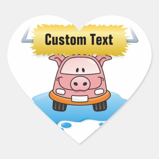 Carwash Pig Hart Sticker (Voorkant)