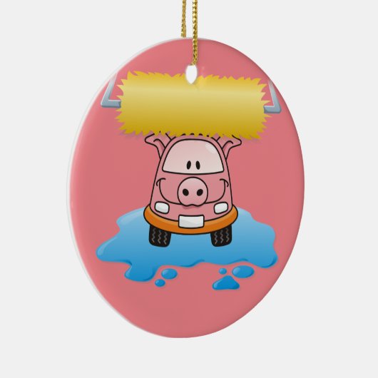 Carwash Pig Keramisch Ornament (Rechts)