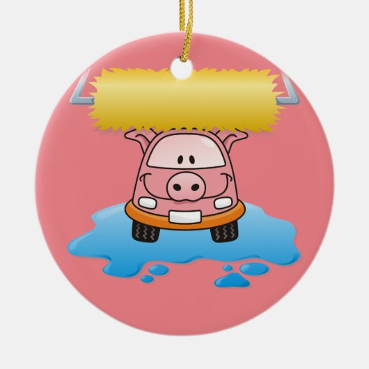 Carwash Pig Keramisch Ornament (Voorkant)