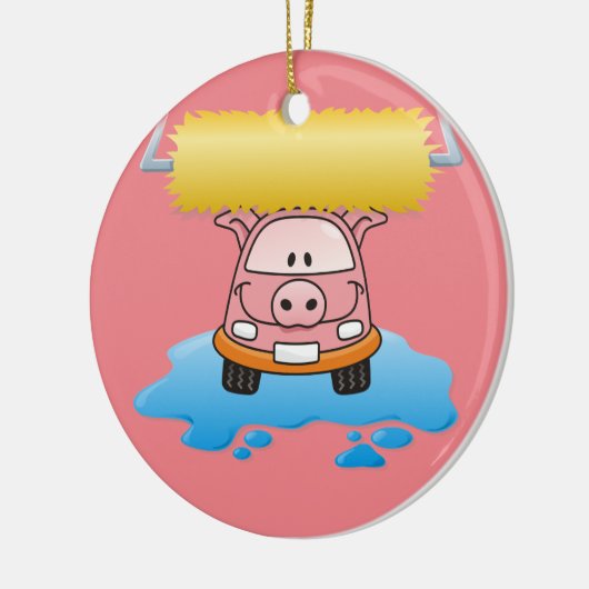 Carwash Pig Keramisch Ornament (Links)