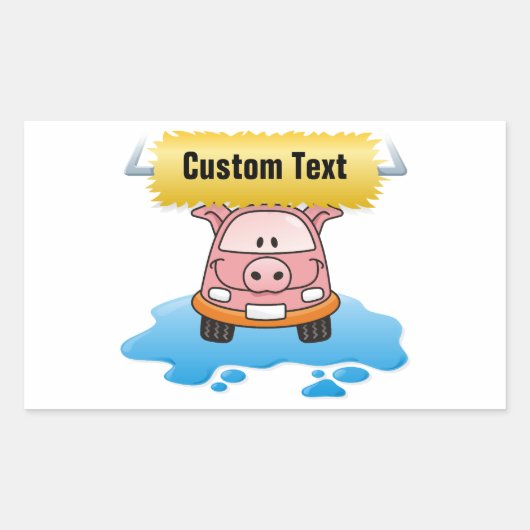 Carwash Pig Rechthoekige Sticker (Voorkant)