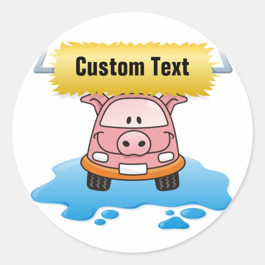 Carwash Pig Ronde Sticker (Voorkant)