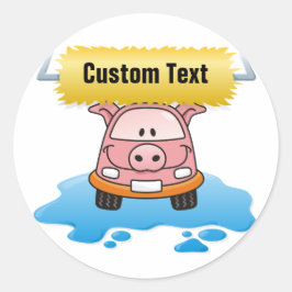 Carwash Pig Ronde Sticker