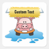 Carwash Pig Vierkante Sticker (Voorkant)