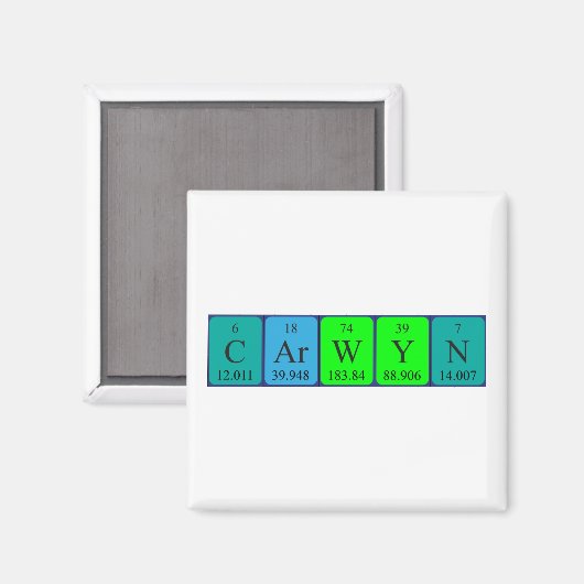 Carwyn periodieke tabelnaam magnet (Voorkant / Achterkant)
