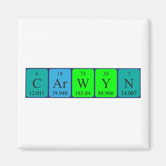 Carwyn periodieke tabelnaam magnet (Voorkant)