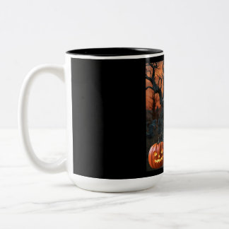 "Cary M Off" Halloween grafsteen humor Tweekleurige Koffiemok