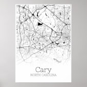 Cary Map - North Carolina - City Map Poster (Voorkant)