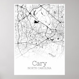 Cary Map - North Carolina - City Map Poster