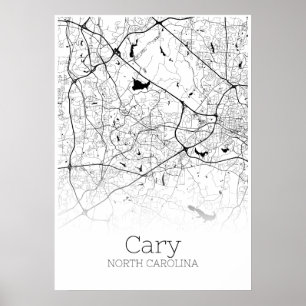 Cary Map - North Carolina - City Map Poster