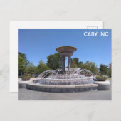 Cary North Carolina Downtown Park Fontein Briefkaart (Voorkant / Achterkant)
