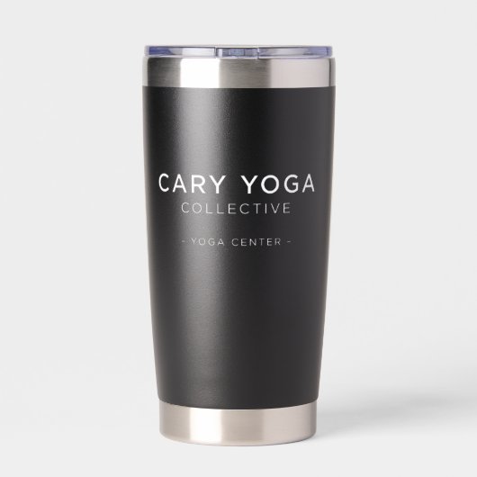 Cary Yoga Collective - Sleek Black Travel Mug Geïsoleerde Drinkbeker (Achterkant)