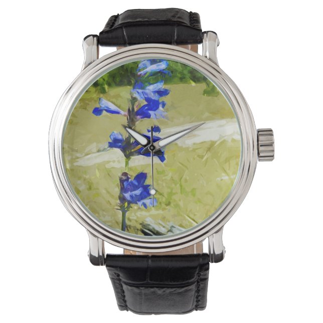Carys Beardtongue Bloem Abstract Impressionisme Horloge (Voorkant)