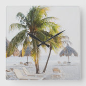 Cas Abao - Tropisch strand Ontsnapping #4 #oceaan  Vierkante Klok (Voorkant)