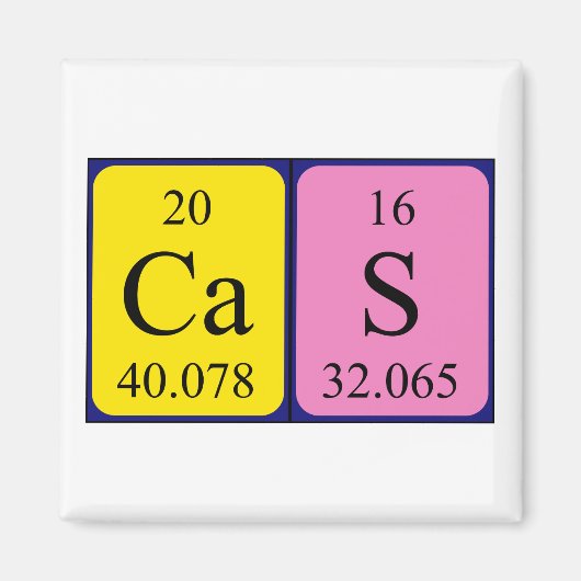 Cas periodieke table name magnet (Voorkant)