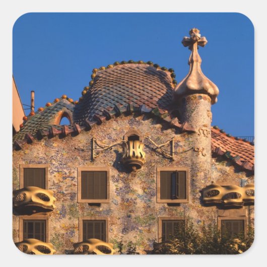 Casa Batilo, Gaudi-architectuur, Barcelona, Vierkante Sticker (Voorkant)