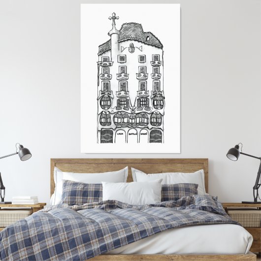Casa Batllo Gaudi (Barcelona) Canvas Afdruk (Insitu (Slaapkamer))