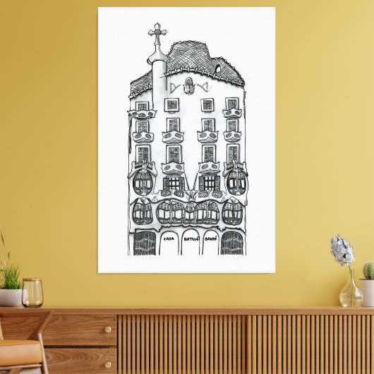 Casa Batllo Gaudi (Barcelona) Canvas Afdruk (Insitu (Woonkamer))