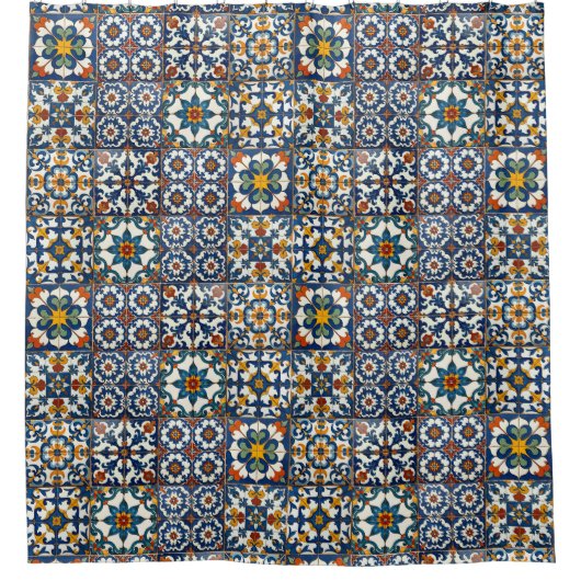 Casa Colorida Azulejo  Douchegordijn (Voorkant)