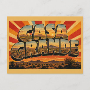 Casa Grande Arizona Woestijnvlakte Berg Kunst Briefkaart