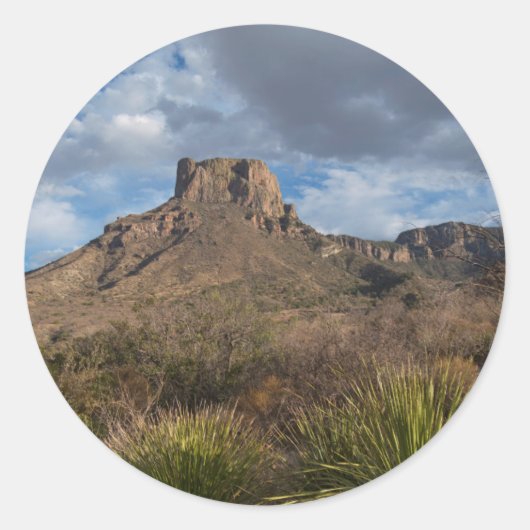 Casa Grande Peak, Chisos Basin, Big Bend Ronde Sticker (Voorkant)