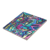 Casa Mia-Hand gekleurde moderne geometrische kunst Tegeltje (Zijkant)