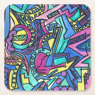 Casa Mia-Handgeschilderde Abstracte Kunst Kartonnen Onderzetters