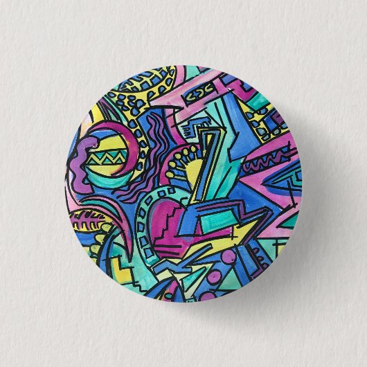 Casa Mia-Handgeschilderde Abstracte Kunst Ronde Button 3,2 Cm (Voorkant)