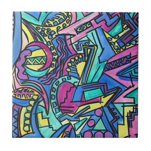 Casa Mia-Handgeschilderde Abstracte Kunst Tegeltje (Voorkant)
