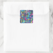 Casa Mia-Handgeschilderde Abstracte Kunst Vierkante Sticker (Tas)
