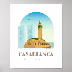 Casablanca City morocco Skyline Poster