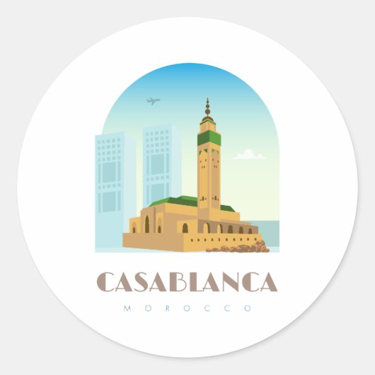Casablanca City morocco Skyline Ronde Sticker (Voorkant)