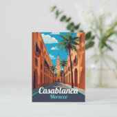 Casablanca Clock Tower Travel Art Briefkaart (Staand voorkant)