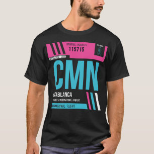 Casablanca CMN Airport Code Bagage Label T-shirt