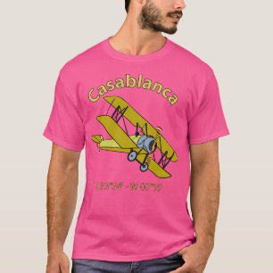 Casablanca Flight Coordinates Aviator T-shirt