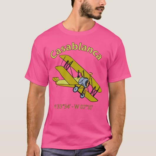 Casablanca Flight Coordinates Aviator T-shirt (Voorkant)