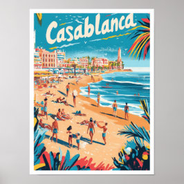 Casablanca Marokko Art Vintage Travel Illustratie Poster