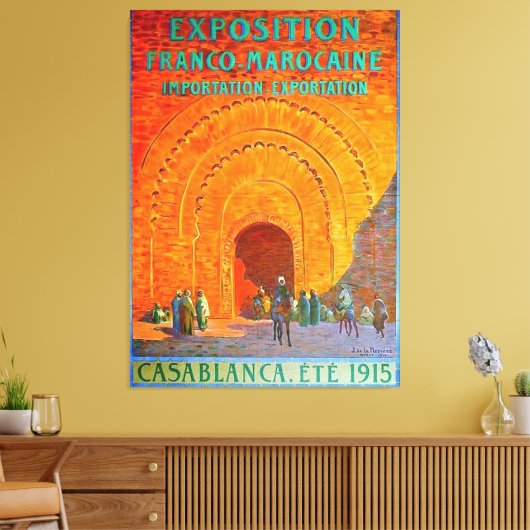 Casablanca Marokko  Frans reisposter Canvas Afdruk (Insitu (Woonkamer))