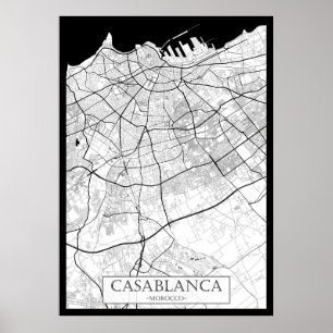 Casablanca Marokko Kaart Poster