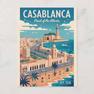 Casablanca Marokko Retro Reiseposter Kunst Briefkaart