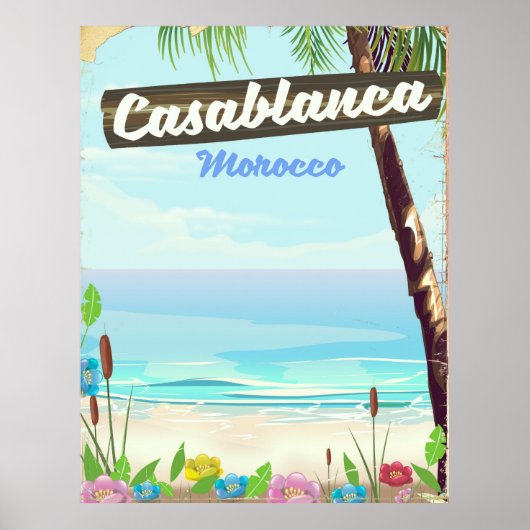 Casablanca Marokko, romantische wijnposter Poster (Voorkant)