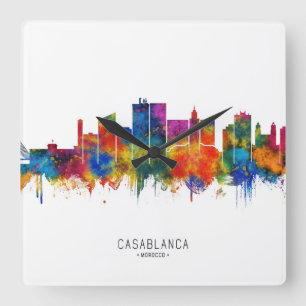 Casablanca Marokko Silhouette Vierkante Klok