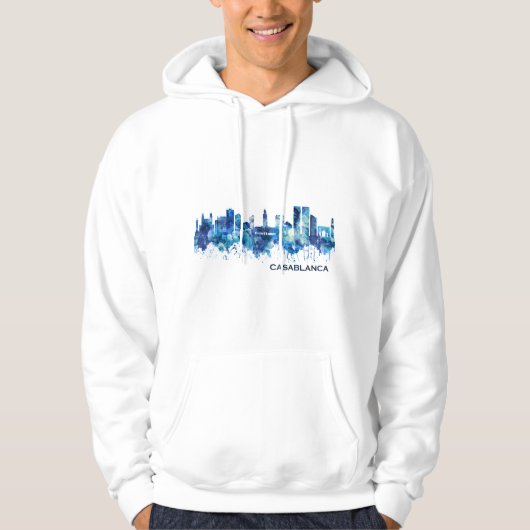 Casablanca Marokko Skyline Blue Hoodie (Voorkant)