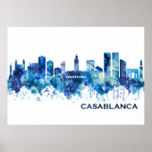 Casablanca Marokko Skyline Blue Poster (Voorkant)