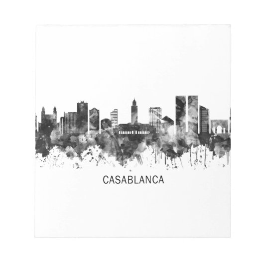 Casablanca Marokko Skyline BW Notitieblok (Voorkant)