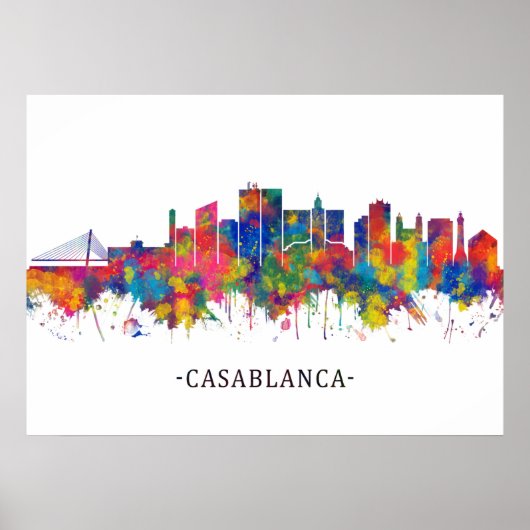 Casablanca Marokko Skyline Poster (Voorkant)