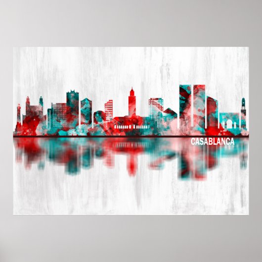 Casablanca Marokko Skyline Poster (Voorkant)