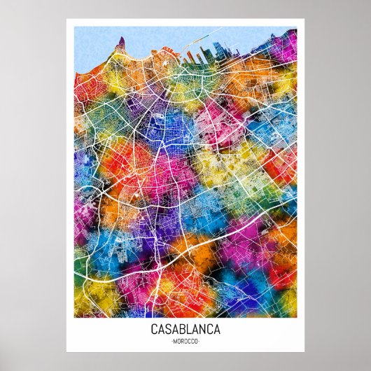 Casablanca Marokko Stadsplattegrond Poster (Voorkant)