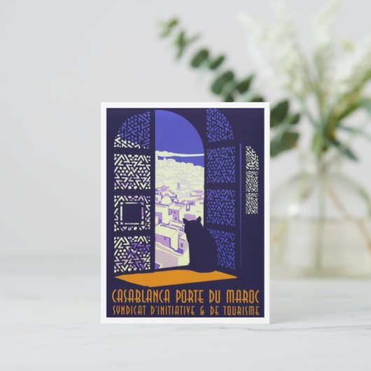 Casablanca Marokko Toerisme Reizen Retro Geïnspire Briefkaart (Staand voorkant)