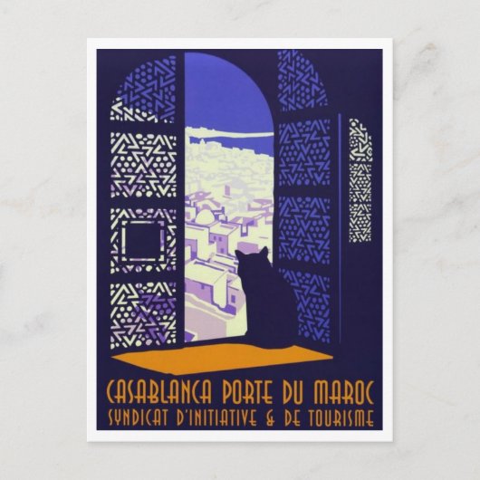 Casablanca Marokko Toerisme Reizen Retro Geïnspire Briefkaart (Voorkant)